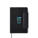Notizbuch A5 aus recyceltem Leder mit elegantem Design & liniert farbe schwarz Ansicht mit Druckbereich