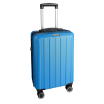 Hartschalentrolley mit 8 Drehrollen und Plakette zur Personalisierung farbe blau Ansicht mit Druckbereich