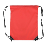 Turnbeutel aus Polyester mit schwarzen Ecken und Kordeln farbe rot erste Ansicht