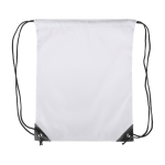 Turnbeutel aus Polyester mit schwarzen Ecken und Kordeln farbe weiß erste Ansicht