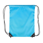 Turnbeutel aus Polyester mit schwarzen Ecken und Kordeln farbe hellblau erste Ansicht