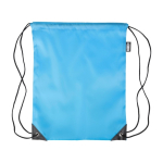 Turnbeutel aus Polyester mit schwarzen Ecken und Kordeln farbe hellblau erste Ansicht