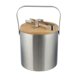 Edelstahleiskübel mit doppelwandiger Isolierung und Bambusdeckel erste Ansicht