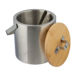 Edelstahleiskübel mit doppelwandiger Isolierung und Bambusdeckel zweite Ansicht