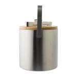 Edelstahleiskübel mit doppelwandiger Isolierung und Bambusdeckel dritte Ansicht