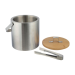 Edelstahleiskübel mit doppelwandiger Isolierung und Bambusdeckel vierte Ansicht