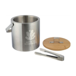 Edelstahleiskübel mit doppelwandiger Isolierung und Bambusdeckel achte Ansicht