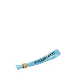Farbiges Eventarmband aus RPET mit Bambusverschluss farbe hellblau Ansicht mit Druckbereich