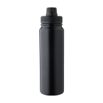 Edelstahlflasche 800 ml doppelwandig mit Handyhalter-Deckel farbe schwarz erste Ansicht
