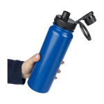 Edelstahlflasche 800 ml doppelwandig mit Handyhalter-Deckel zweite Ansicht