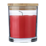 Vanilleduftkerze im Glas mit Bambusdeckel farbe rot erste Ansicht