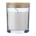 Vanilleduftkerze im Glas mit Bambusdeckel farbe weiß erste Ansicht