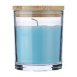 Vanilleduftkerze im Glas mit Bambusdeckel farbe hellblau erste Ansicht