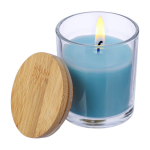 Vanilleduftkerze im Glas mit Bambusdeckel erste Ansicht