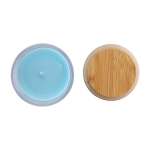 Vanilleduftkerze im Glas mit Bambusdeckel zweite Ansicht