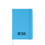 Notizbuch A5 liniert Hardcover aus rPET, abgestimmtes Design farbe hellblau Ansicht mit Druckbereich