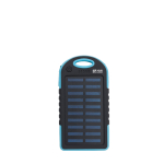 Externe Solarbatterie mit seitlicher Taschenlampe, 4.000 mAh farbe blau Ansicht mit Druckbereich