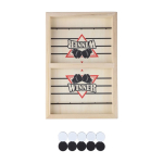 Schnelles Tischhockeyspiel aus Holz mit 10 runden Spielsteinen zweite Ansicht