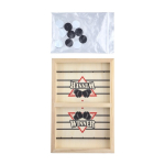 Schnelles Tischhockeyspiel aus Holz mit 10 runden Spielsteinen dritte Ansicht