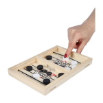 Schnelles Tischhockeyspiel aus Holz mit 10 runden Spielsteinen vierte Ansicht