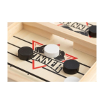 Schnelles Tischhockeyspiel aus Holz mit 10 runden Spielsteinen sechste Ansicht