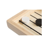 Schnelles Tischhockeyspiel aus Holz mit 10 runden Spielsteinen siebte Ansicht