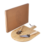 Pizzabrett aus Bambus mit Schneidehilfen, Pizzaschneider und Spatel drittes Detailbild