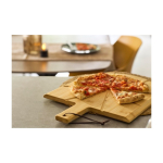 Pizzabrett aus Bambus mit Schneidehilfen, Pizzaschneider und Spatel