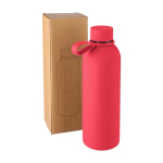 Flasche aus recyceltem Edelstahl mit gummierter Oberfläche und Trageriemen, 500 ml vierte Ansicht
