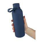 Flasche aus recyceltem Edelstahl mit gummierter Oberfläche und Trageriemen, 500 ml siebte Ansicht