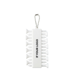 Set mit 12 Golf-Tees aus recyceltem Kunststoff mit Metallkordel farbe weiß Ansicht mit Druckbereich