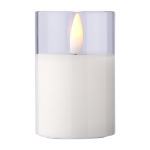 LED-Kerze mit realistischem Flammeneffekt im Glasgefäß farbe weiß erste Ansicht