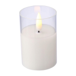 LED-Kerze mit realistischem Flammeneffekt im Glasgefäß dritte Ansicht