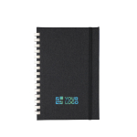 A5-Notizbuch rPET Spiralbindung mit Kartoncover, liniert farbe schwarz Ansicht mit Druckbereich