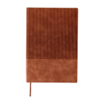 A5-Notizbuch mit Samteffekt im oberen Bereich, linierte Seiten farbe braun erste Ansicht