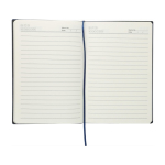 A5-Notizbuch mit Samteffekt im oberen Bereich, linierte Seiten vierte Ansicht