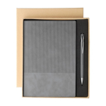 Notizbuch A5 Samteffekt oben & Kugelschreiber blaue Tinte farbe grau erste Ansicht