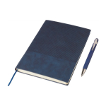 Notizbuch A5 Samteffekt oben & Kugelschreiber blaue Tinte erste Ansicht