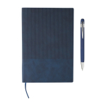 Notizbuch A5 Samteffekt oben & Kugelschreiber blaue Tinte dritte Ansicht