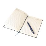 Notizbuch A5 Samteffekt oben & Kugelschreiber blaue Tinte achte Ansicht