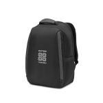 Diebstahlsicherer Rucksack aus Köper, wasserabweisend, 17” Laptopfach farbe schwarz Ansicht mit Logo 1