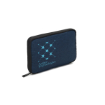 Organizer-Tasche aus recyceltem Polyester für Tech-Zubehör farbe blau Ansicht mit Logo 1