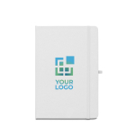 Eco-Notizbuch A5 aus recyceltem Polyester, Stifthalter, liniert Ansicht mit Druckbereich