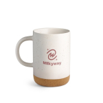 Keramiktasse mit abnehmbarer Korkbasis und matter Oberfläche 320 ml farbe gebrochen weiß Ansicht mit Logo 1