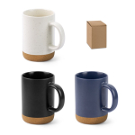 Keramiktasse mit abnehmbarer Korkbasis und matter Oberfläche 320 ml Ansicht in vielen Farben