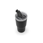 Becher 600 ml aus recyceltem Stahl, doppelwandig, matt farbe schwarz sechste Ansicht