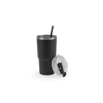 Becher 600 ml aus recyceltem Stahl, doppelwandig, matt farbe schwarz siebte Ansicht