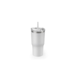 Becher 600 ml aus recyceltem Stahl, doppelwandig, matt farbe weiß