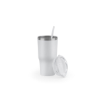 Becher 600 ml aus recyceltem Stahl, doppelwandig, matt farbe weiß siebte Ansicht