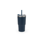 Becher 600 ml aus recyceltem Stahl, doppelwandig, matt farbe marineblau